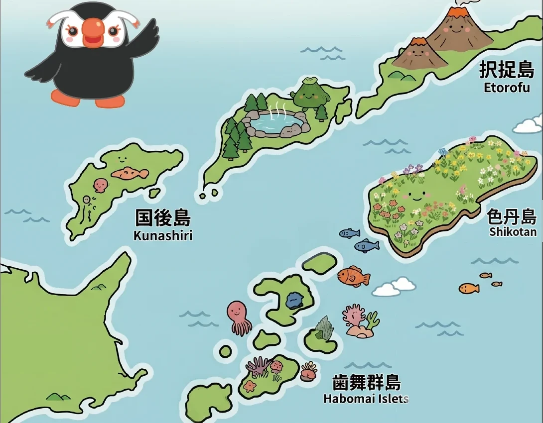 北方四島のイラストマップ